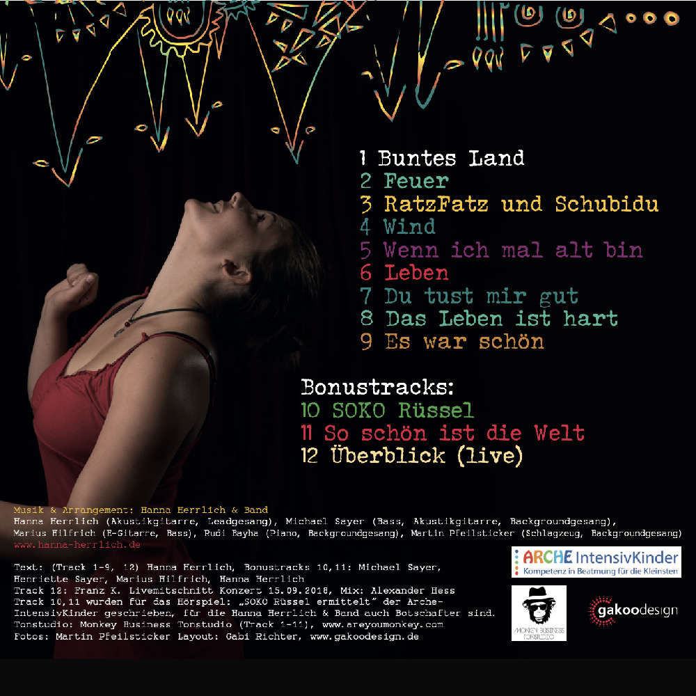 CD Buntes Land von Hanna Herrlich und Band - Cover Rückseiteseite